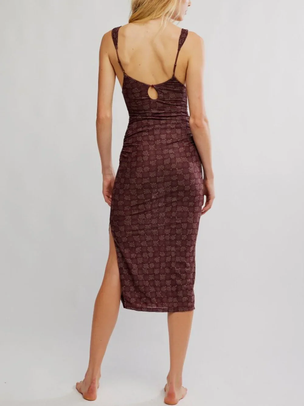 FREE PEOPLE Long Live Printed Mesh Slip / Brown Combo - Picture 6 of 8